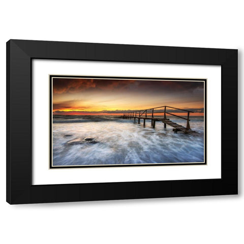 Pier Black Modern Wood Framed Art Print with Double Matting by Keller