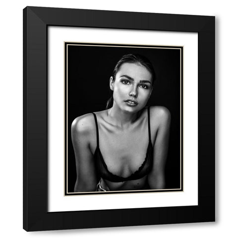 Project Faces [Romi] Black Modern Wood Framed Art Print with Double Matting by Krystynek MQEP, Martin
