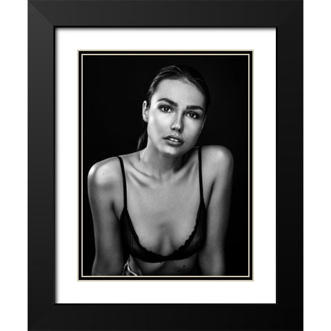 Project Faces [Romi] Black Modern Wood Framed Art Print with Double Matting by Krystynek MQEP, Martin