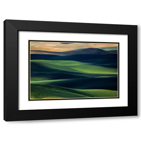 Flow Black Modern Wood Framed Art Print with Double Matting by Xu, Tony