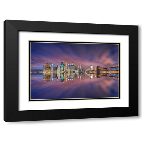 City Of Blinding Lights Black Modern Wood Framed Art Print with Double Matting by F. Turienzo, Carlos