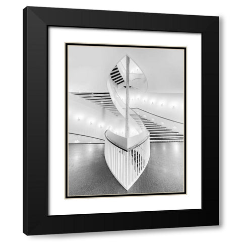 Spiral Staircase Black Modern Wood Framed Art Print with Double Matting by Zhao, Henry