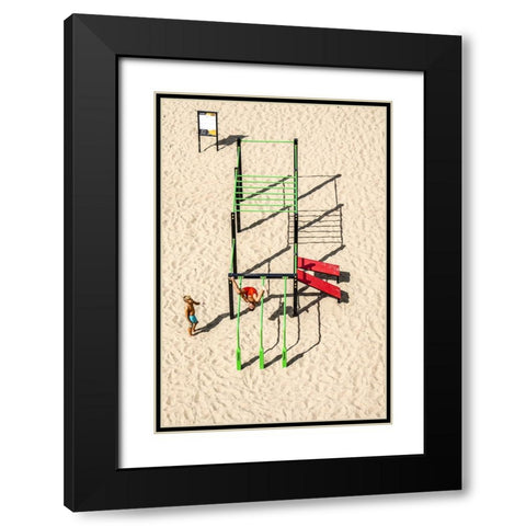 A Short Story About Games On The Beach Black Modern Wood Framed Art Print with Double Matting by Ignacy, Cembrzynski