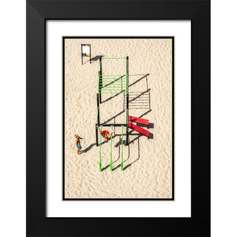 A Short Story About Games On The Beach Black Modern Wood Framed Art Print with Double Matting by Ignacy, Cembrzynski