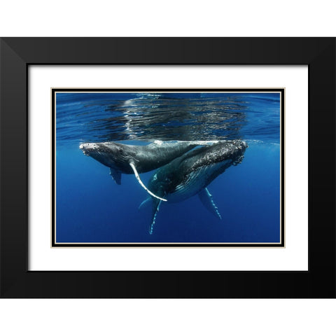 Mother And Son Black Modern Wood Framed Art Print with Double Matting by Peneau, Cedric