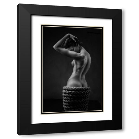 Woven Dress Black Modern Wood Framed Art Print with Double Matting by Valevicius, Aurimas