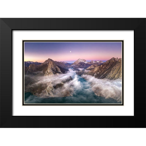 From The Earth To The Moon Black Modern Wood Framed Art Print with Double Matting by I. Cuadrado, Juan