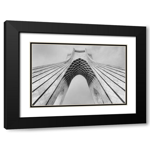 Azadi Tower Black Modern Wood Framed Art Print with Double Matting by Oskoei, Mohammad