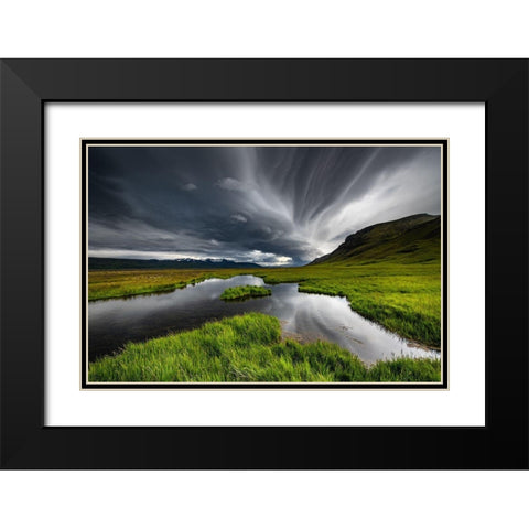 Stormy Iceland Lake Black Modern Wood Framed Art Print with Double Matting by Pelissier, Marc