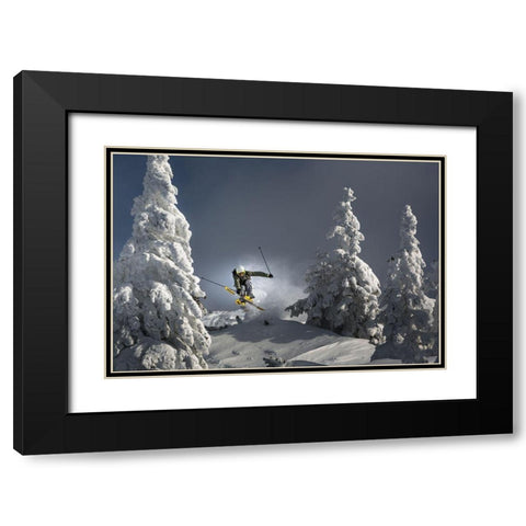 Ski Is Life Black Modern Wood Framed Art Print with Double Matting by Bertoncelj, Sandi