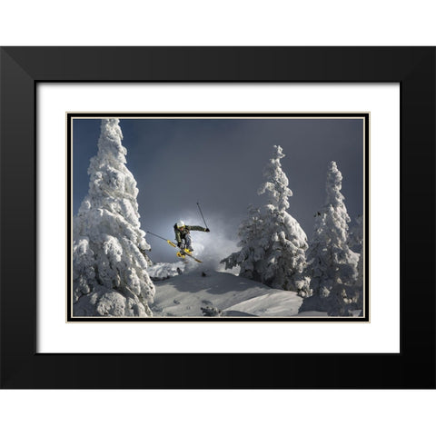 Ski Is Life Black Modern Wood Framed Art Print with Double Matting by Bertoncelj, Sandi