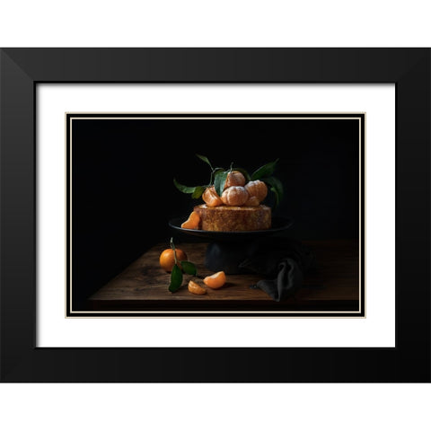 Polenta Cake With Sweet Mandarines Black Modern Wood Framed Art Print with Double Matting by Popescu, Diana