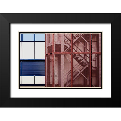 The Fire Escape Black Modern Wood Framed Art Print with Double Matting by Van Maastricht, Henk
