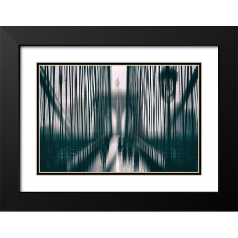Brooklyn Bridge Black Modern Wood Framed Art Print with Double Matting by Hawerkamp, Hans-Wolfgang