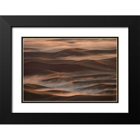 Early Spring Morning At Palouse Black Modern Wood Framed Art Print with Double Matting by Jacobs, Lydia
