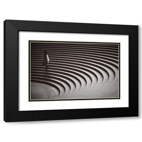 Represent By Line Black Modern Wood Framed Art Print with Double Matting by Kiri, Reiko