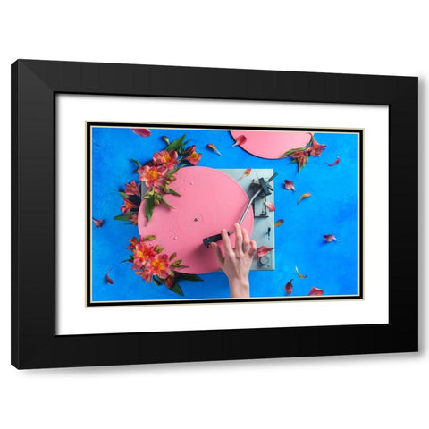 Spring Record Black Modern Wood Framed Art Print with Double Matting by Belenko, Dina