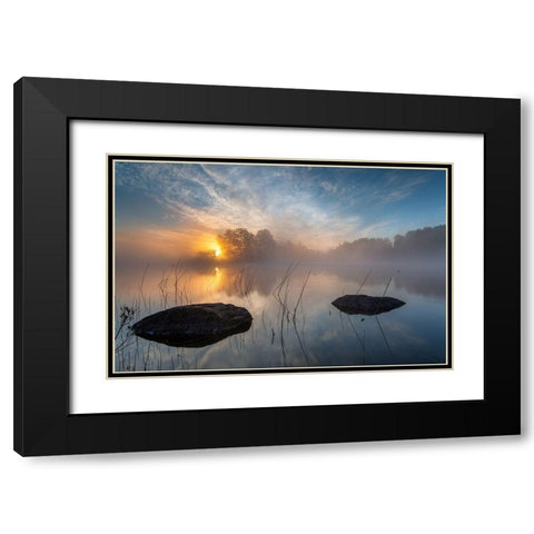 Morning Sun Black Modern Wood Framed Art Print with Double Matting by Keller