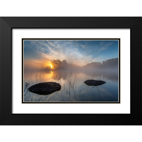 Morning Sun Black Modern Wood Framed Art Print with Double Matting by Keller