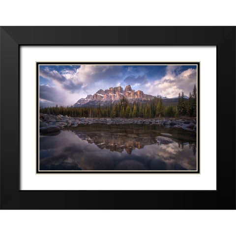 Castle Mountain Black Modern Wood Framed Art Print with Double Matting by F. Turienzo, Carlos