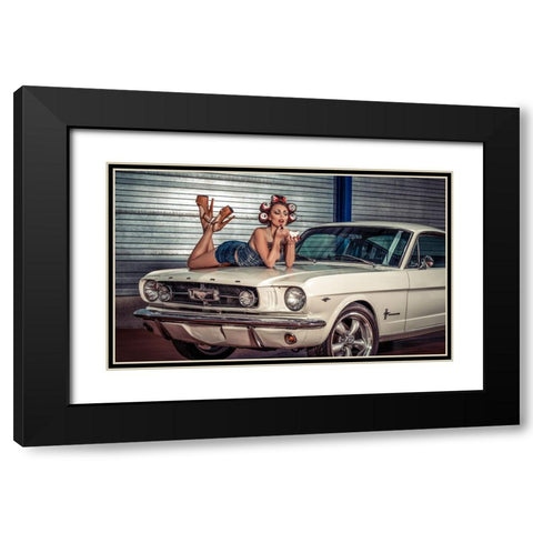 Baby you can drive my Car Black Modern Wood Framed Art Print with Double Matting by gNo