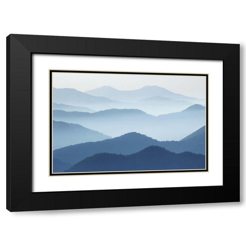 Blue Waves Black Modern Wood Framed Art Print with Double Matting by Pphgallery