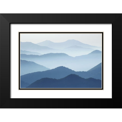 Blue Waves Black Modern Wood Framed Art Print with Double Matting by Pphgallery