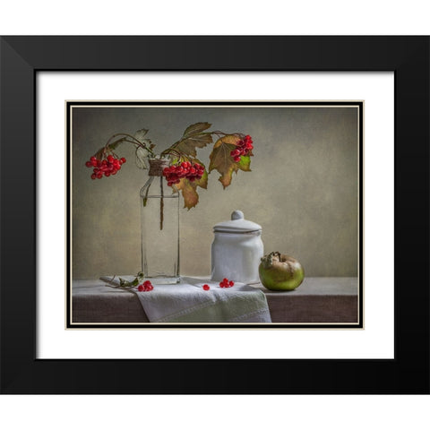 Still Life With Small White Jar Black Modern Wood Framed Art Print with Double Matting by Karpova, Inna