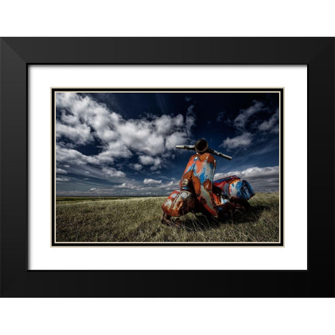 Old Vespa Black Modern Wood Framed Art Print with Double Matting by H. Ingibergsson, Torsteinn