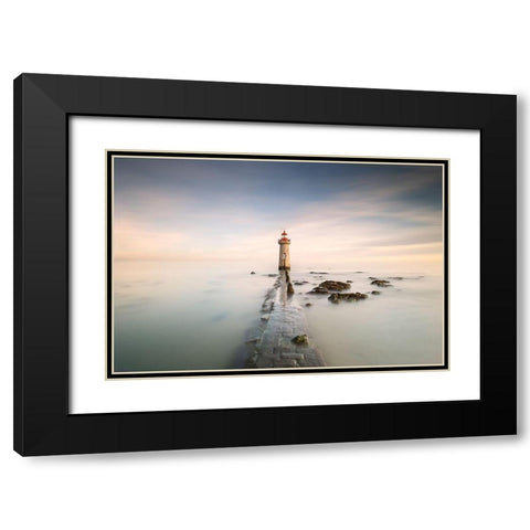 Lighthouse Black Modern Wood Framed Art Print with Double Matting by Beut, Jose