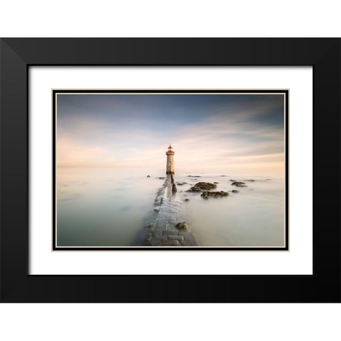 Lighthouse Black Modern Wood Framed Art Print with Double Matting by Beut, Jose