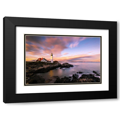Coastline Sunset Black Modern Wood Framed Art Print with Double Matting by Dai, Wei