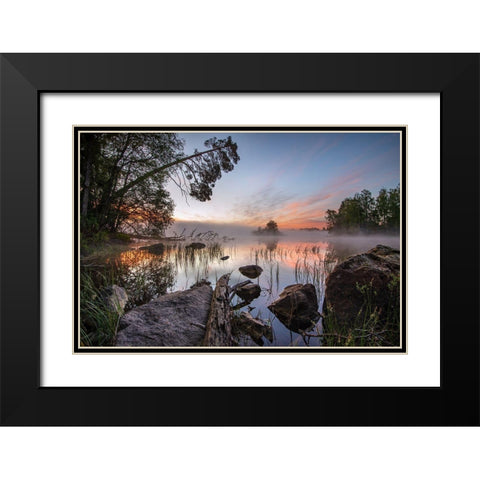 Peaceful Morning Black Modern Wood Framed Art Print with Double Matting by Keller