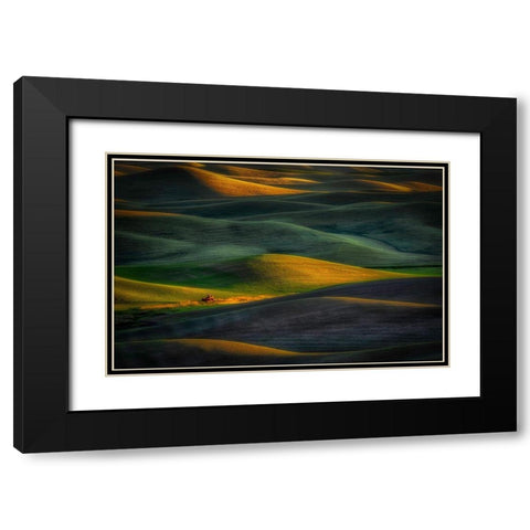 Tractor Black Modern Wood Framed Art Print with Double Matting by Darby, Rob