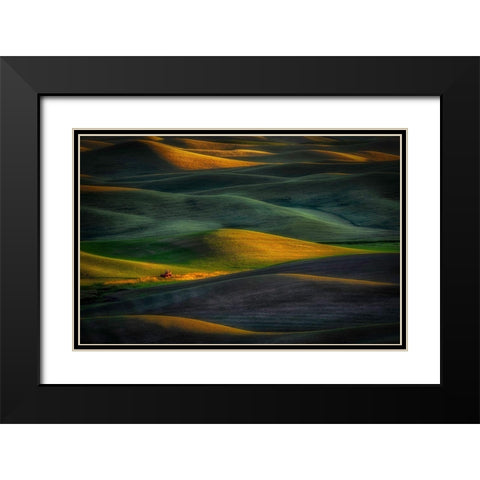 Tractor Black Modern Wood Framed Art Print with Double Matting by Darby, Rob