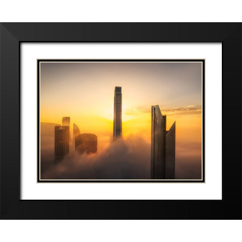 Good Morning Dubai A738758 Black Modern Wood Framed Art Print with Double Matting by Joanaduenas