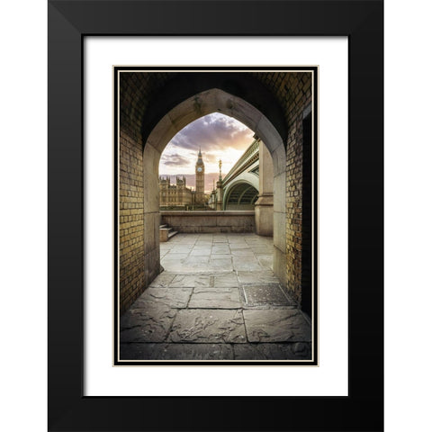 Westminster Tunnel Black Modern Wood Framed Art Print with Double Matting by El Assy, Nader