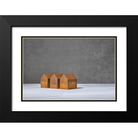 Rusted Houses Black Modern Wood Framed Art Print with Double Matting by Verot, Christophe
