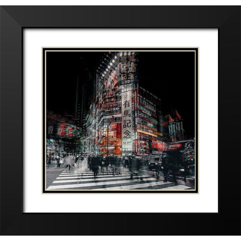 Colors Of Tokyo Black Modern Wood Framed Art Print with Double Matting by Chiriaco, Carmine