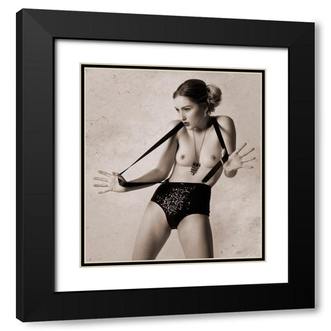 Elastic Lady Black Modern Wood Framed Art Print with Double Matting by Springgay, Daniel