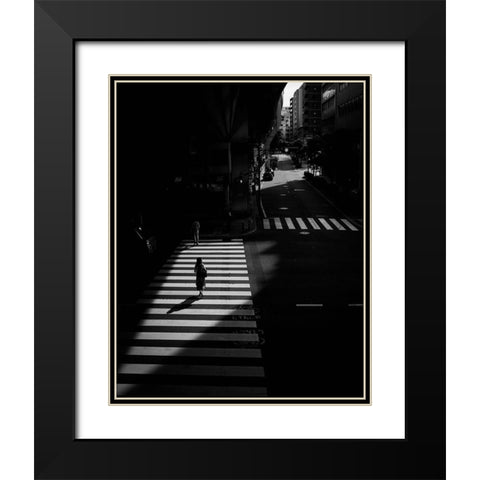 Tokyo Street Black Modern Wood Framed Art Print with Double Matting by Takachi, Yasuhiro