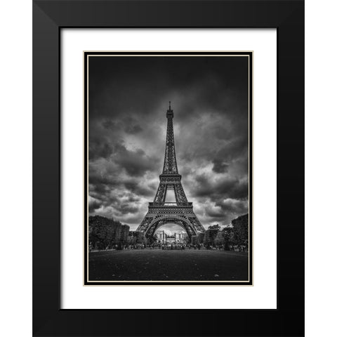 Eiffel Black Modern Wood Framed Art Print with Double Matting by Pablo De, Juan