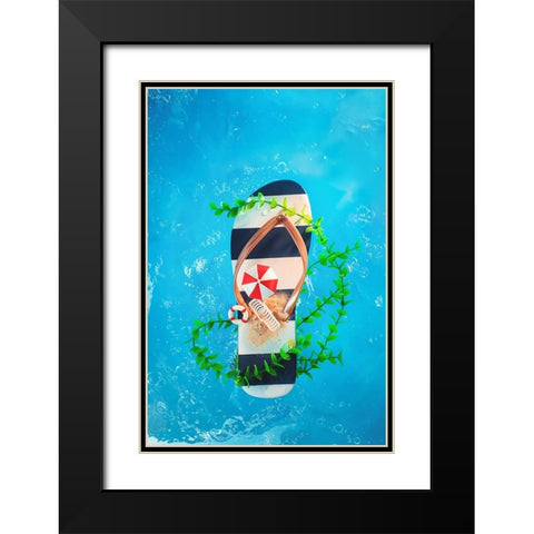 Summer Island Black Modern Wood Framed Art Print with Double Matting by Belenko, Dina