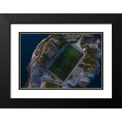The Furthest Football Field Black Modern Wood Framed Art Print with Double Matting by Z, Bingo