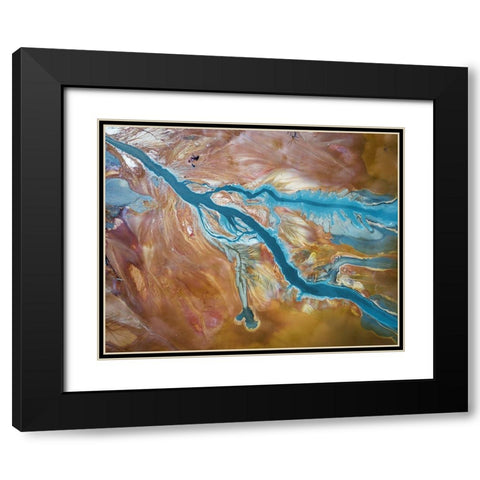 Fluids Black Modern Wood Framed Art Print with Double Matting by Popan, Adrian