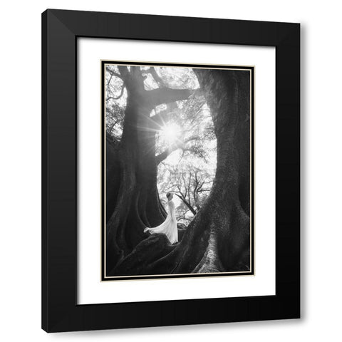 The Daughter Of Trees Black Modern Wood Framed Art Print with Double Matting by TIANQI