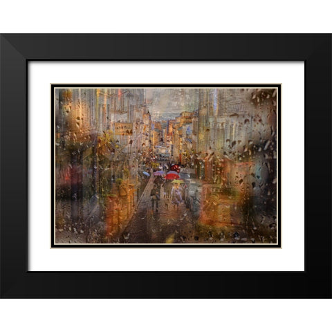 Rain In Paris Black Modern Wood Framed Art Print with Double Matting by Ohlendorf, Anette