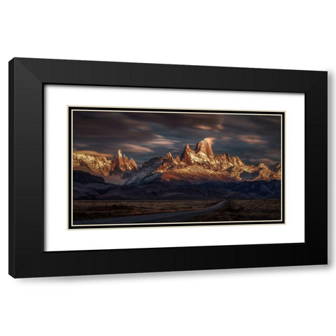 Patagonia Sky In Motion Black Modern Wood Framed Art Print with Double Matting by Svoboda Mqep, Peter