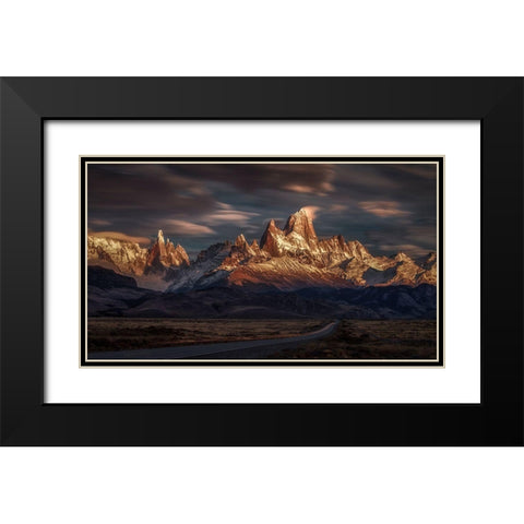 Patagonia Sky In Motion Black Modern Wood Framed Art Print with Double Matting by Svoboda Mqep, Peter