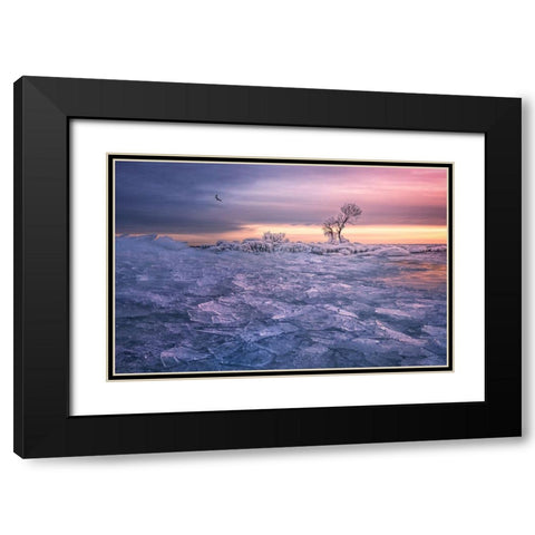 Winter Wonderland Black Modern Wood Framed Art Print with Double Matting by Deng, Larry